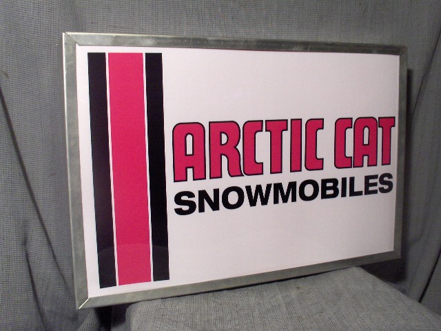 arctic cat dealer  three stripes logo lighted sign   snowmobile vintage