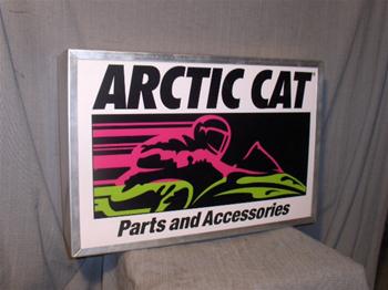 snowmobile vintage arctic cat parts & acc lighted sign